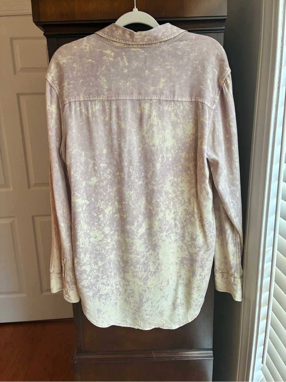 BYCORPUS Lavender Acid Wash Rayon Button Down Hi-Lo Shirt M - Picture 6 of 7